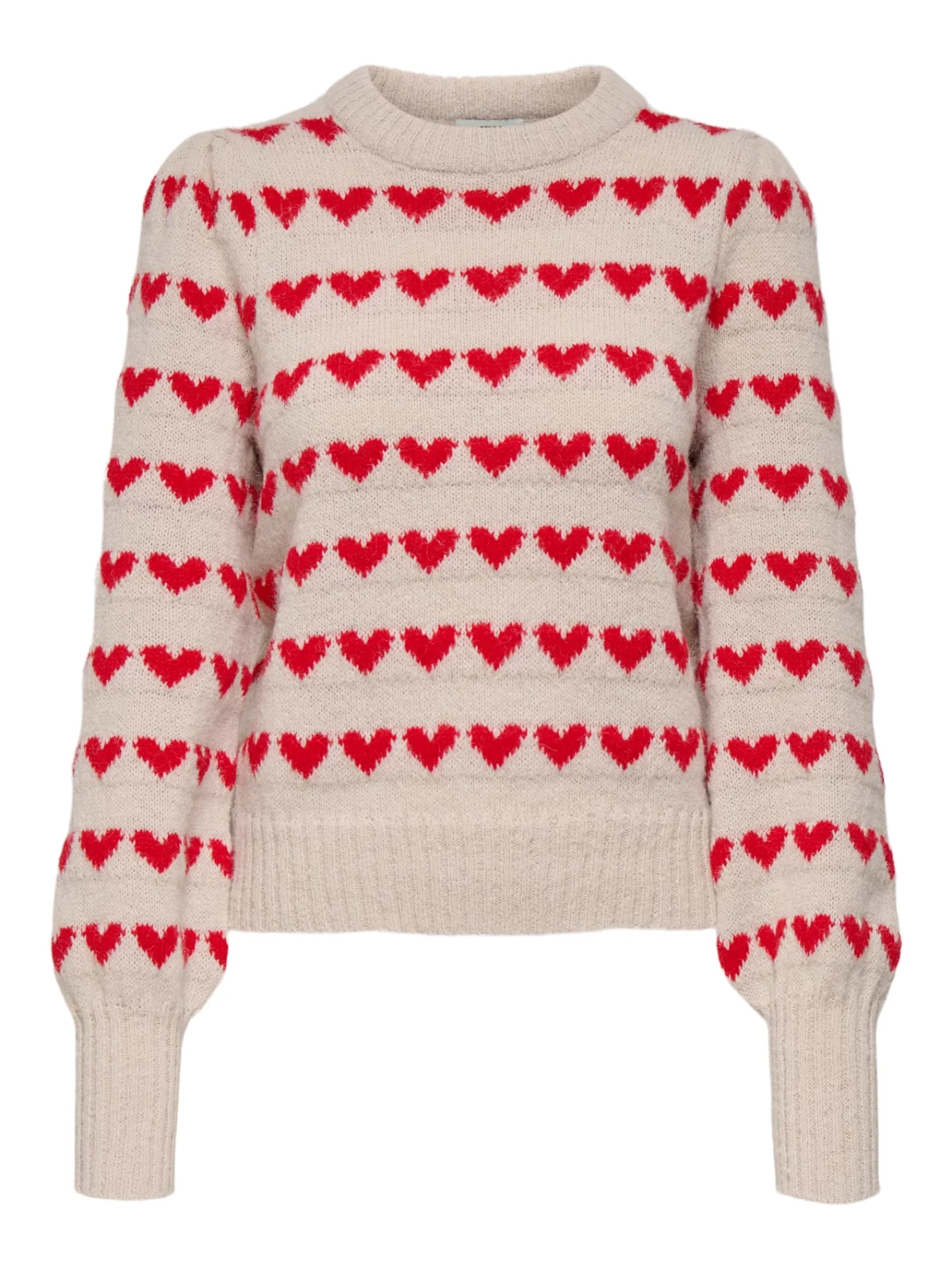 JDYSIGRID LIFE L/S PUFF PULLOVER HEART Mars Red