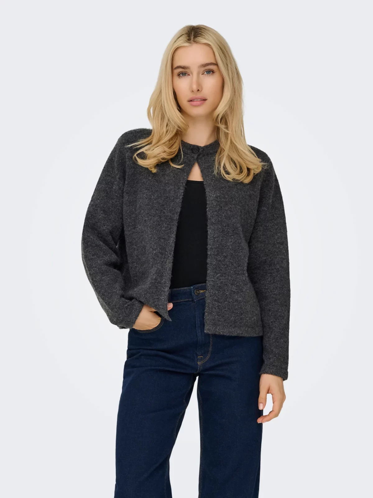 ONLALTOS LIFE ONE BUTTON CARDIGAN Dark Grey Melange - Bild 3