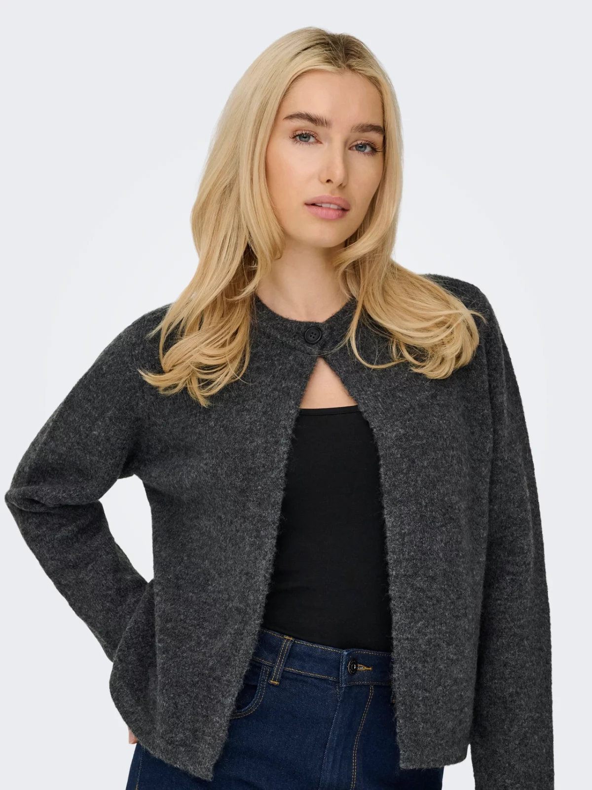 ONLALTOS LIFE ONE BUTTON CARDIGAN Dark Grey Melange - Bild 4