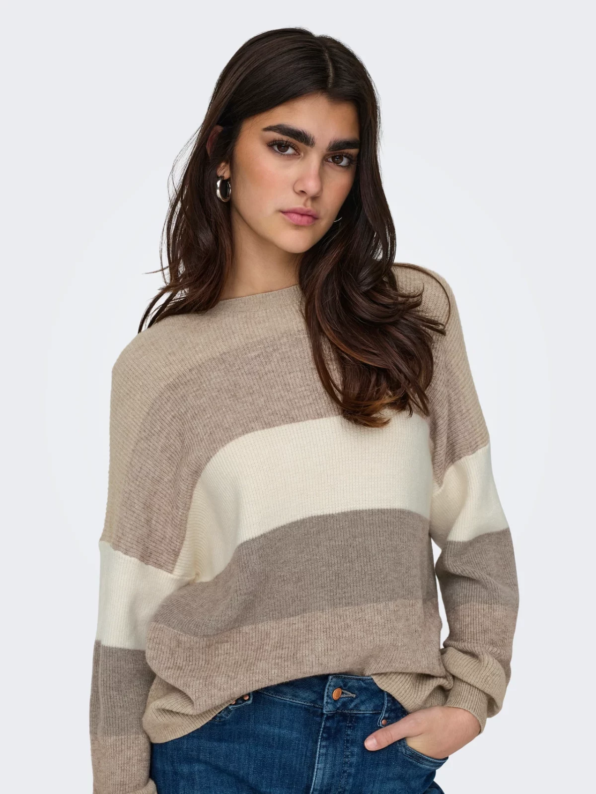 ONLATIA L/S STRIPE PULLOVER Feather Gray - Bild 4