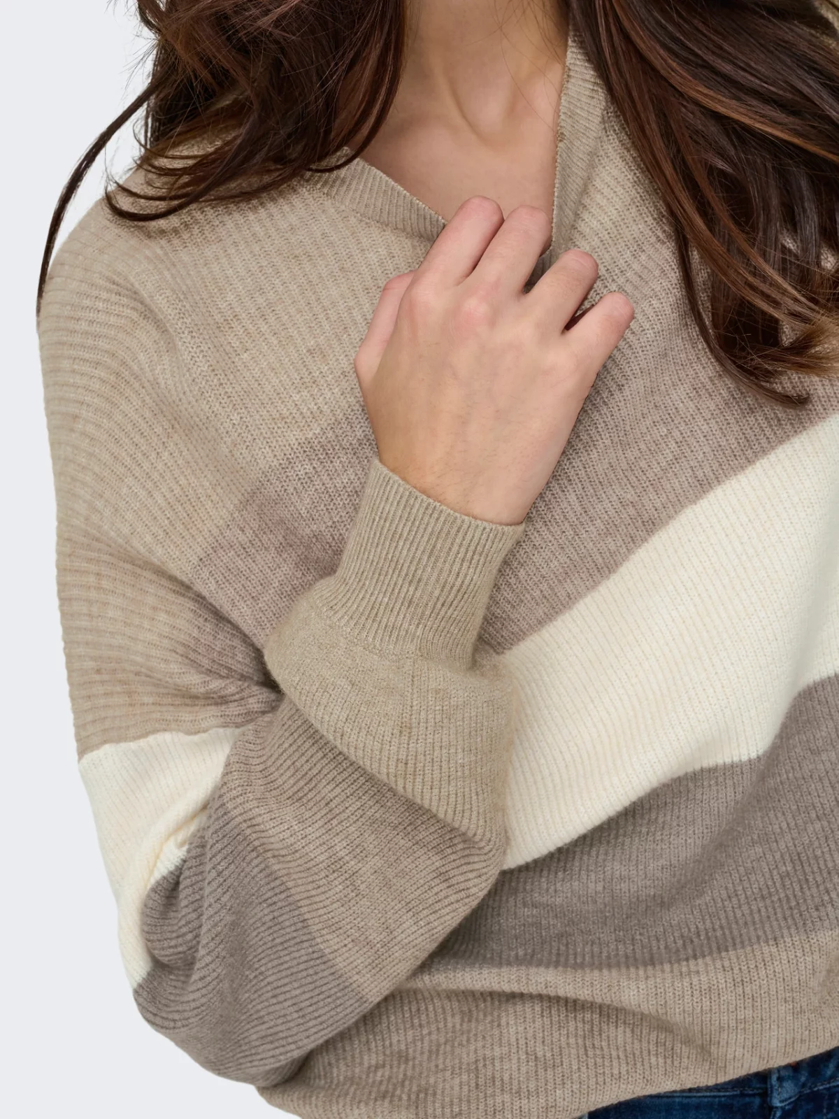 ONLATIA L/S STRIPE PULLOVER Feather Gray - Bild 6