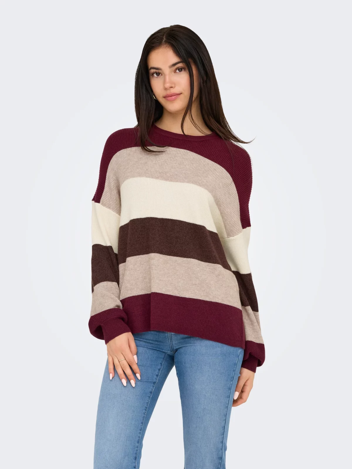 ONLATIA L/S STRIPE PULLOVER Zinfandel - Bild 3