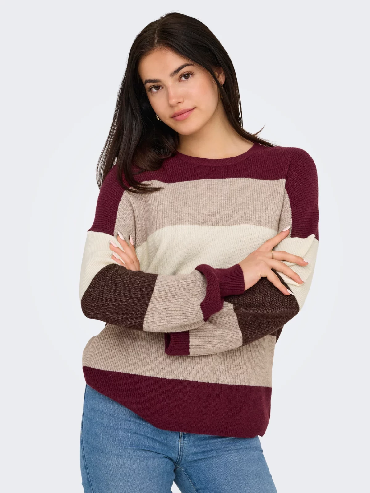 ONLATIA L/S STRIPE PULLOVER Zinfandel - Bild 4