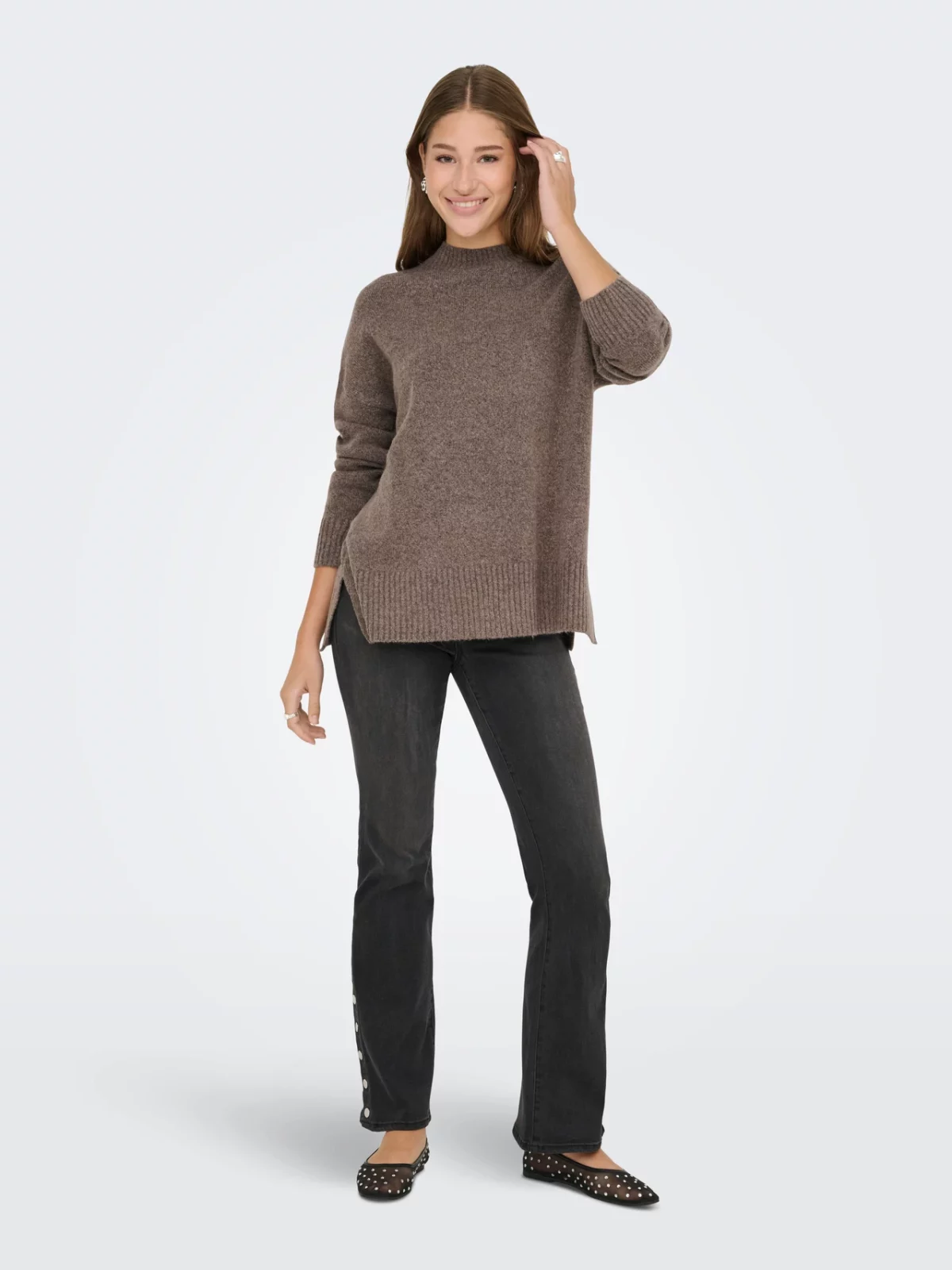 ONLHAZEL LS HIGHNECK OVERS PULLOVER Brown Lentil - Bild 3