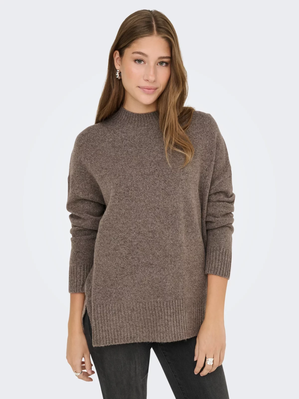ONLHAZEL LS HIGHNECK OVERS PULLOVER Brown Lentil - Bild 4