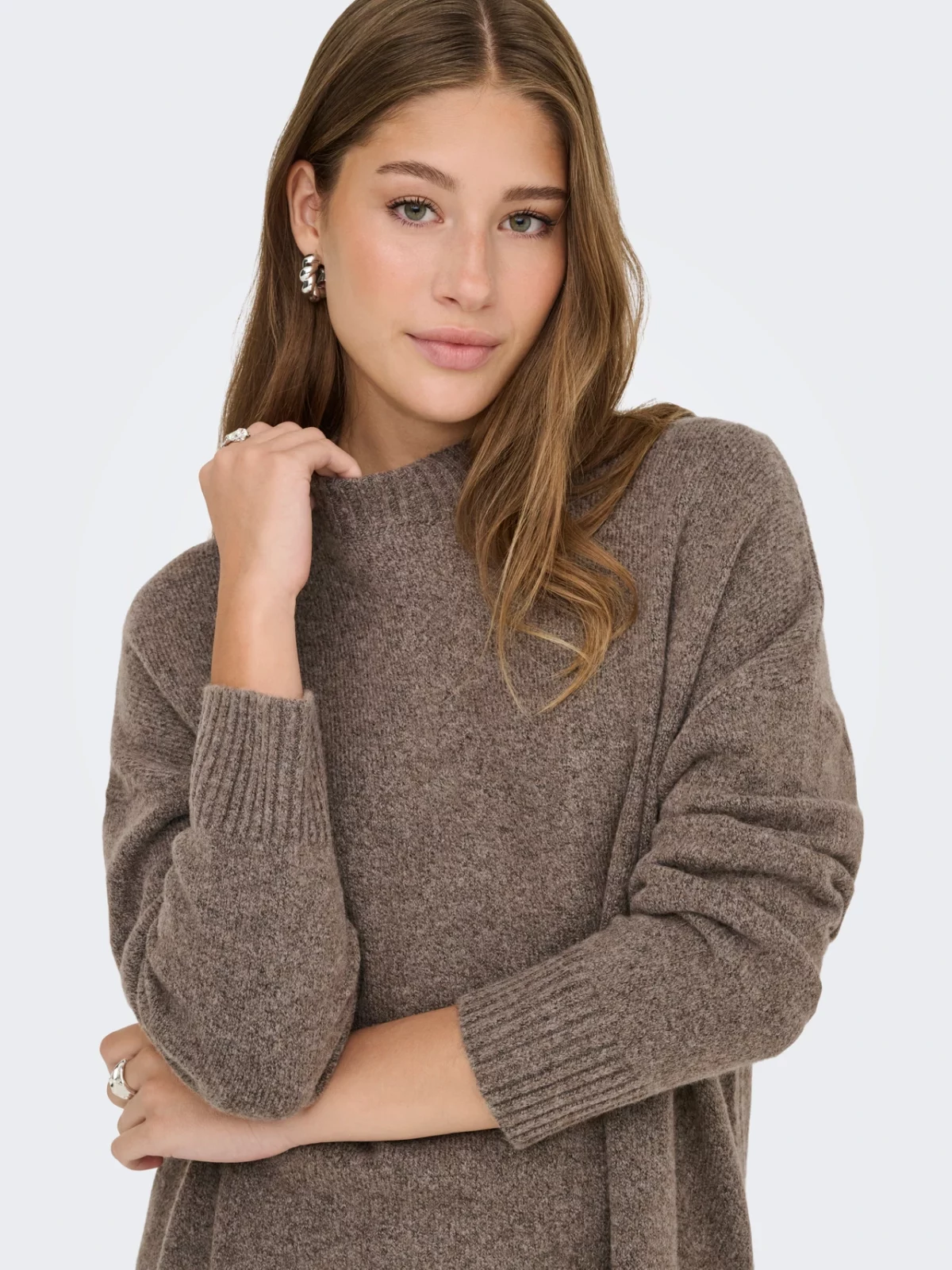 ONLHAZEL LS HIGHNECK OVERS PULLOVER Brown Lentil - Bild 5