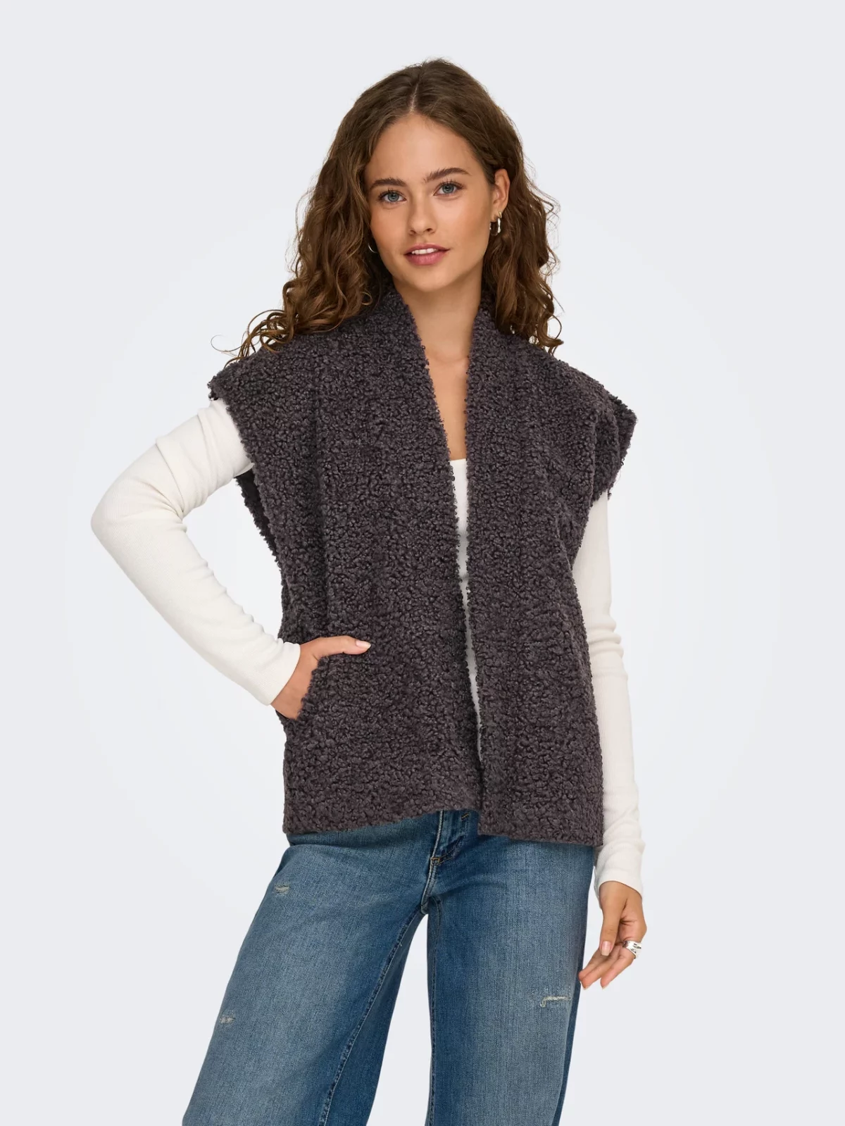 ONLNAYA TEDDY WAISTCOAT Seal Brown - Bild 3