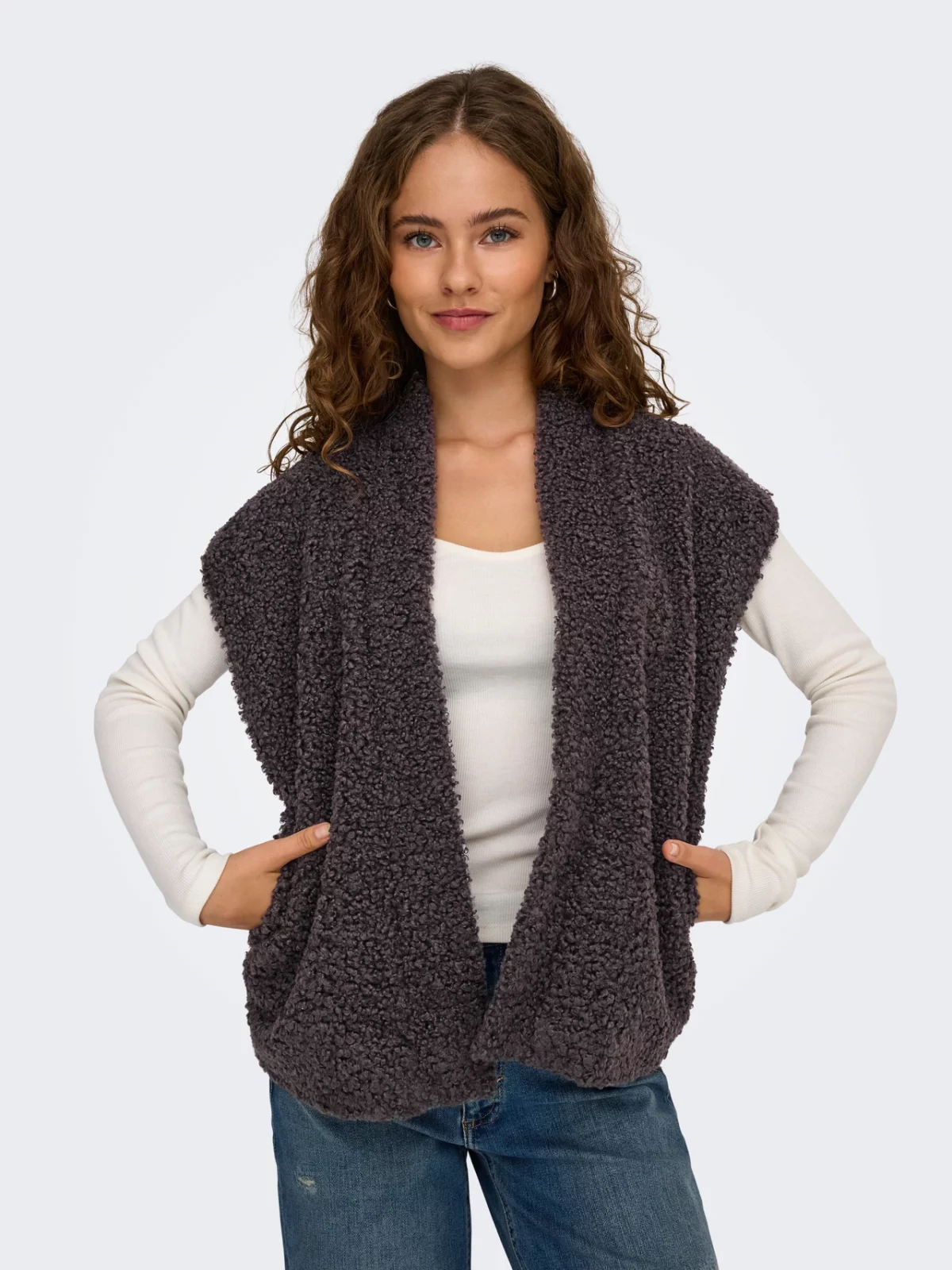 ONLNAYA TEDDY WAISTCOAT Seal Brown - Bild 4