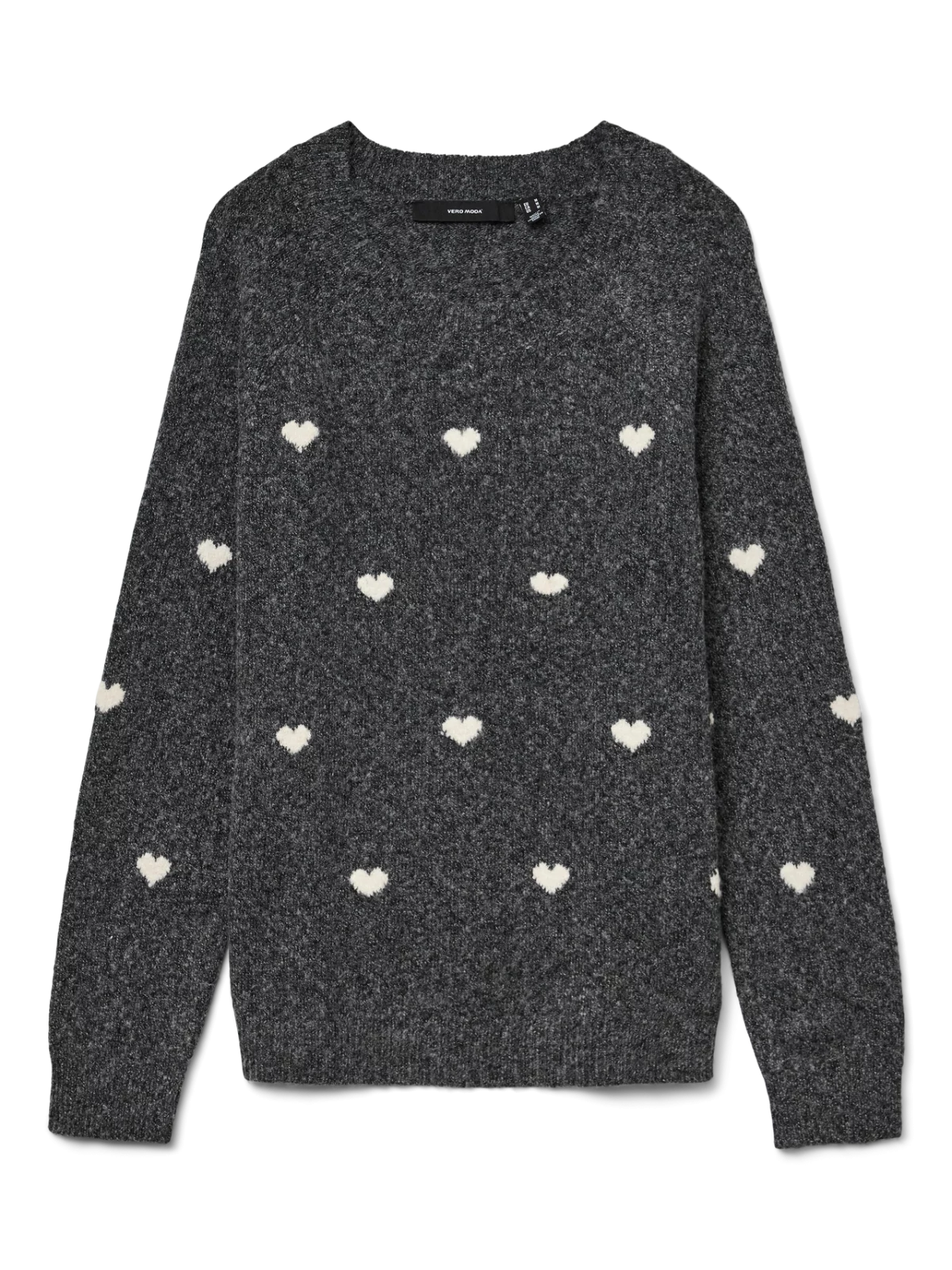 VMDOFFY INTARSIA LS O-NCK PULLOVER Dark Grey