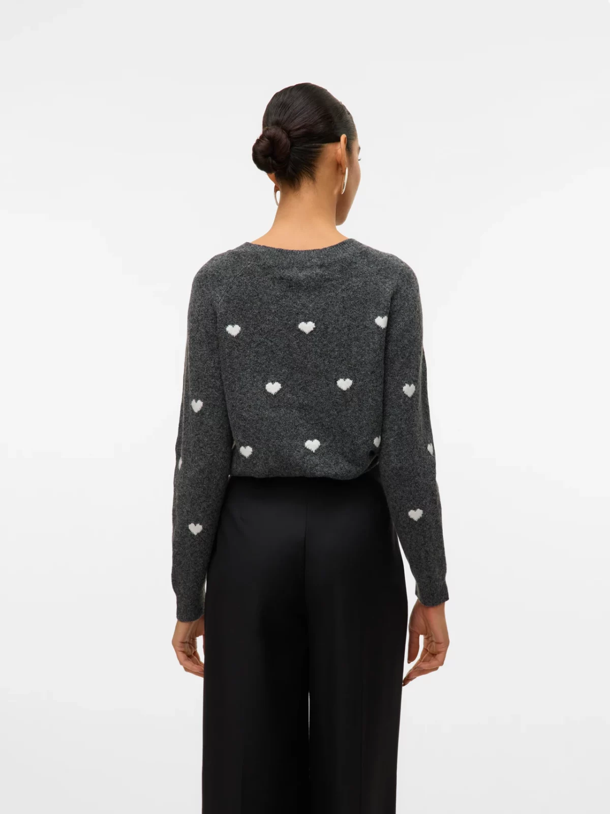 VMDOFFY INTARSIA LS O-NCK PULLOVER Dark Grey - Bild 4