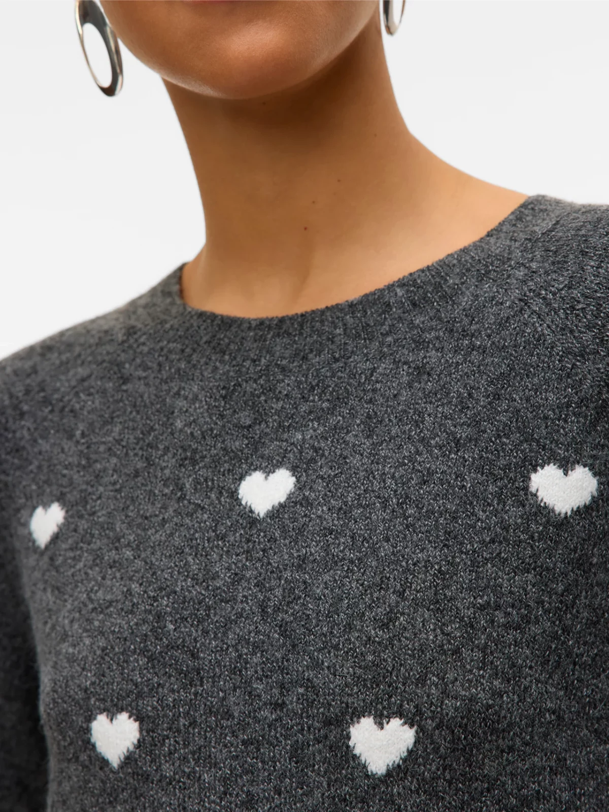 VMDOFFY INTARSIA LS O-NCK PULLOVER Dark Grey - Bild 5