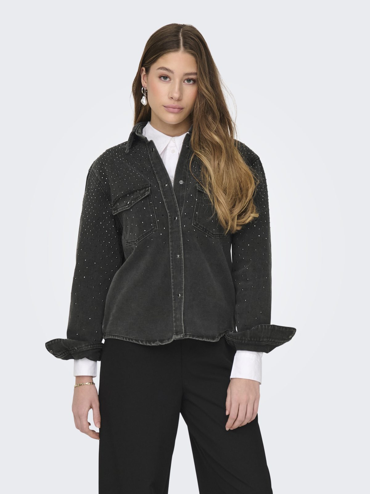 JDYSTINE STONE LS SHIRT Black Denim - Bild 3