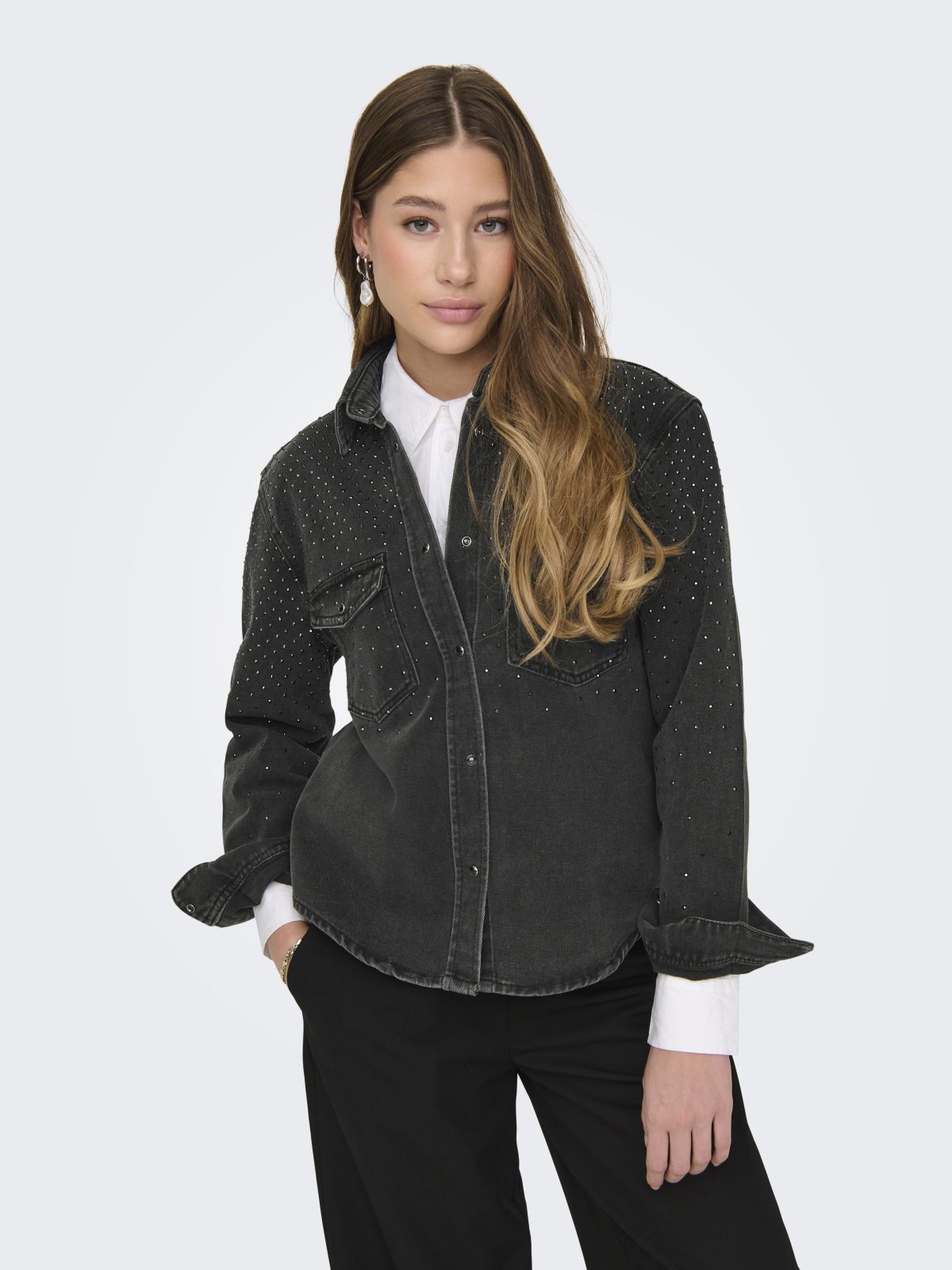 JDYSTINE STONE LS SHIRT Black Denim - Bild 4