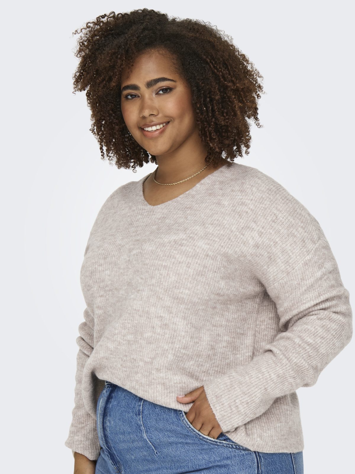 CARCAMILLA V-NECK L/S PULLOVER Pumice Stone - Bild 4