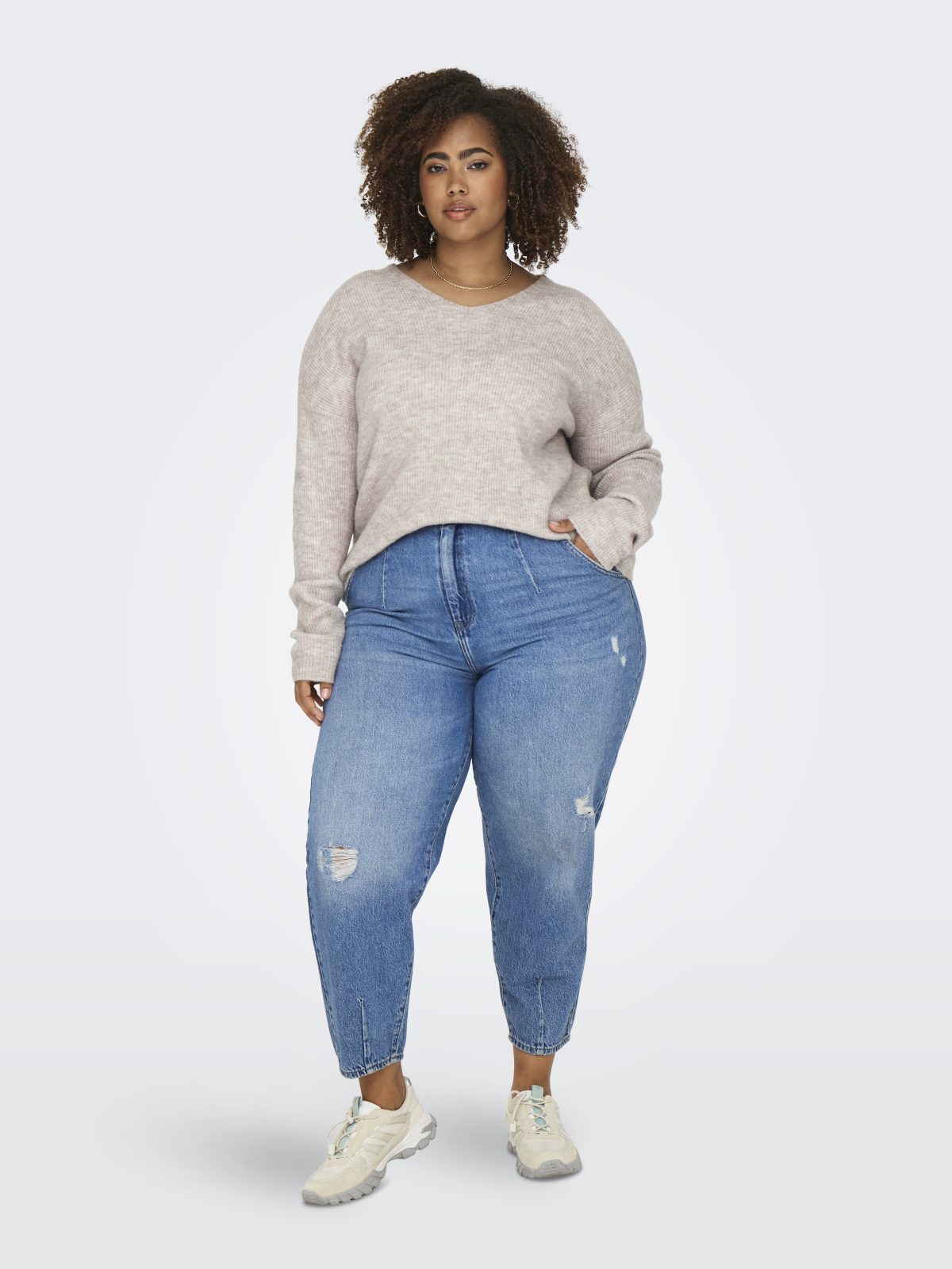 CARCAMILLA V-NECK L/S PULLOVER Pumice Stone - Bild 3