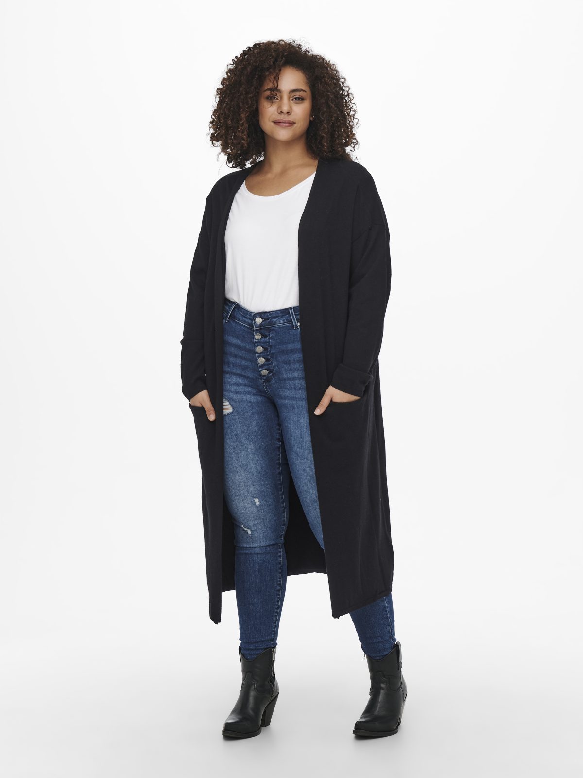 CARESLY L/S OPEN LONG CARDIGAN Black - Bild 4
