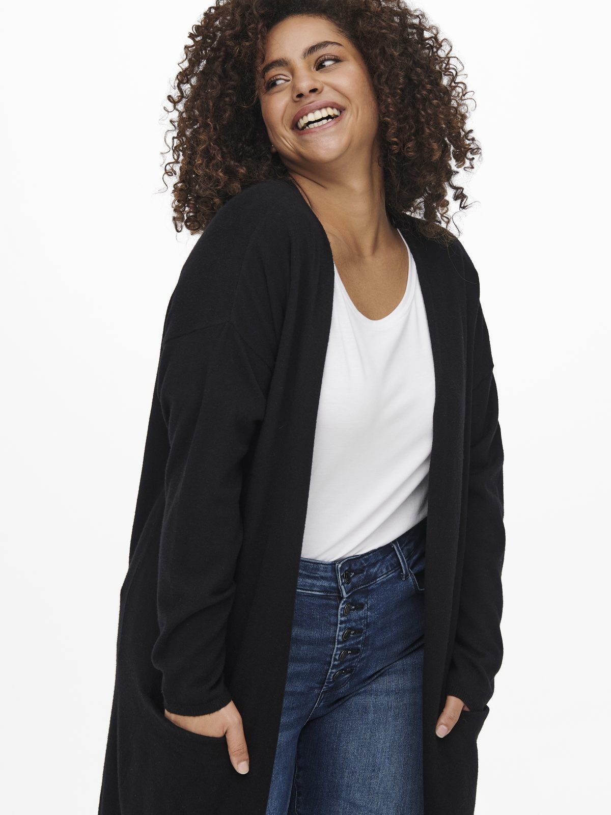 CARESLY L/S OPEN LONG CARDIGAN Black - Bild 6