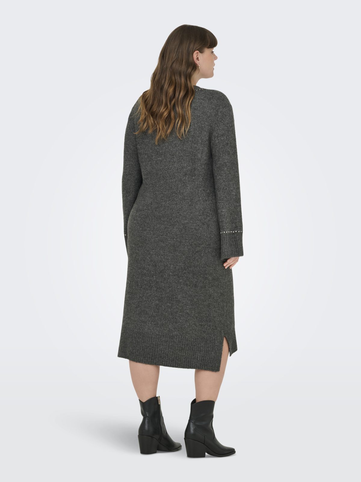 CARELSIE LS STUDS MIDI DRESS Medium Grey Melange - Bild 6