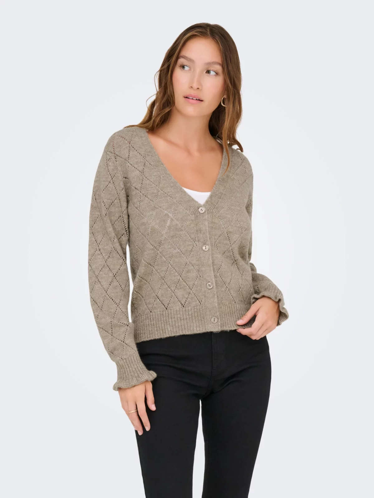 JDYLETTY L/S V-NECK STRUC CARDIGAN Greige - Bild 3