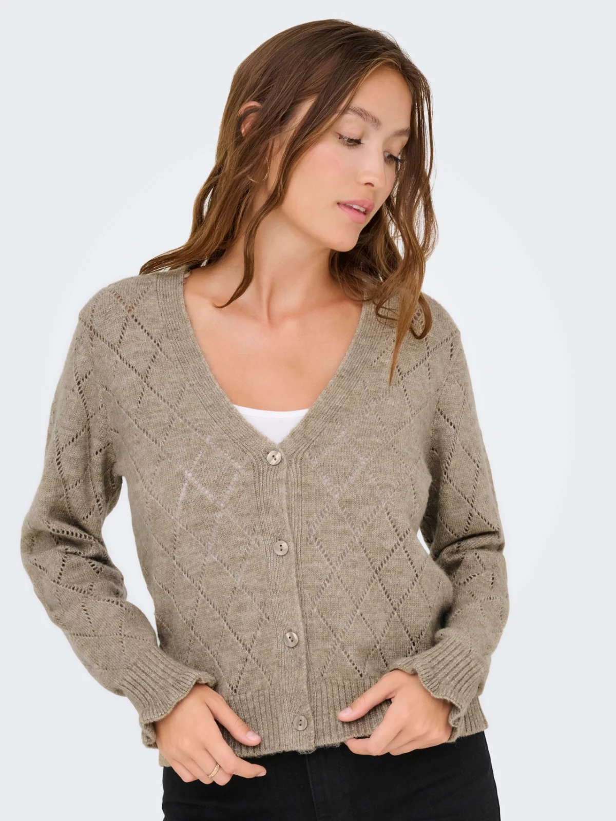 JDYLETTY L/S V-NECK STRUC CARDIGAN Greige - Bild 4