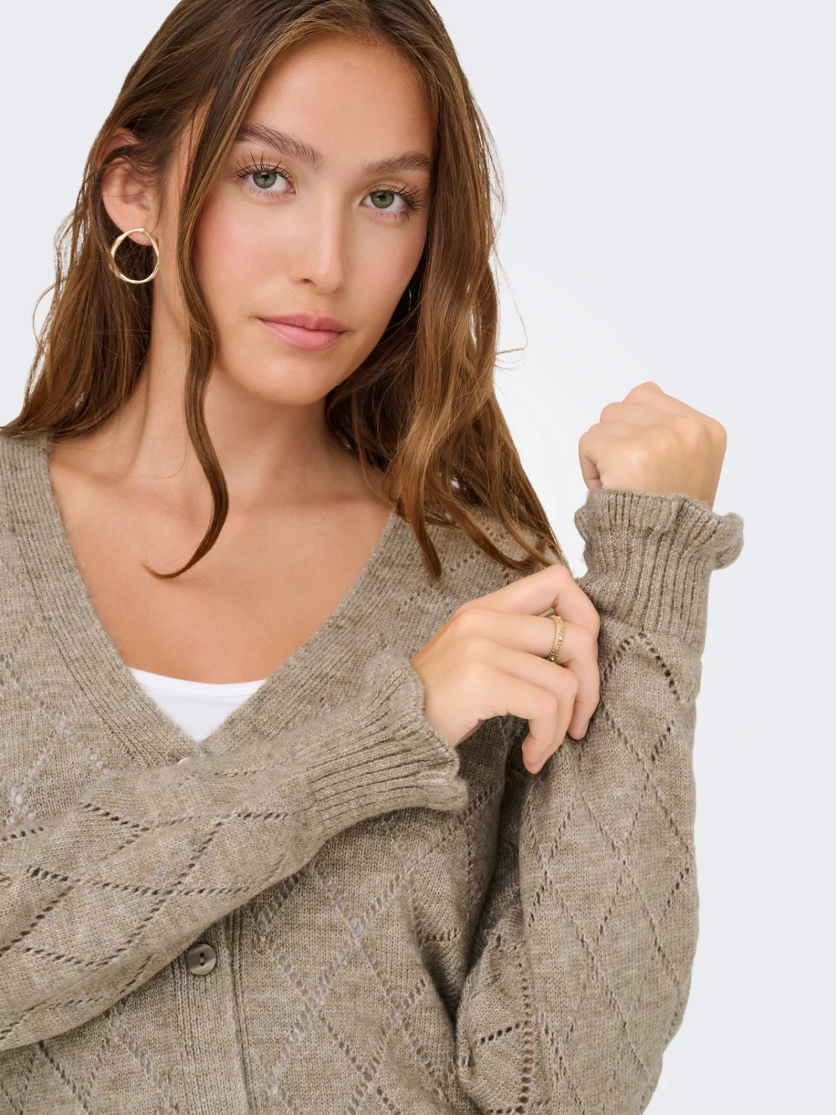 JDYLETTY L/S V-NECK STRUC CARDIGAN Greige - Bild 5