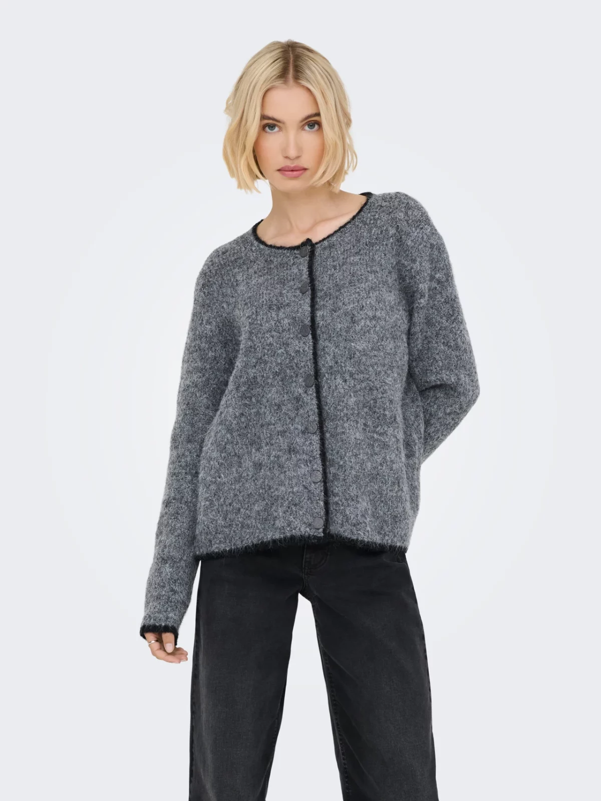 JDYZOEY LIFE L/S O-NECK CARDIGAN Dark Grey Melange - Bild 3