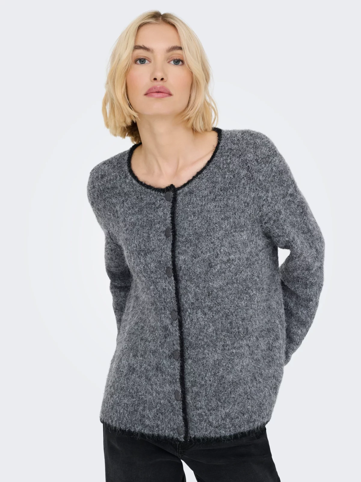 JDYZOEY LIFE L/S O-NECK CARDIGAN Dark Grey Melange - Bild 4