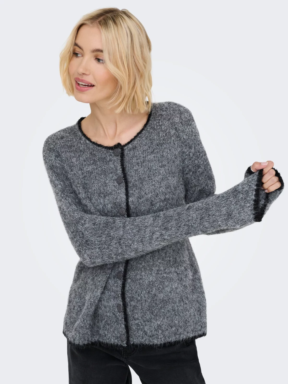 JDYZOEY LIFE L/S O-NECK CARDIGAN Dark Grey Melange - Bild 5