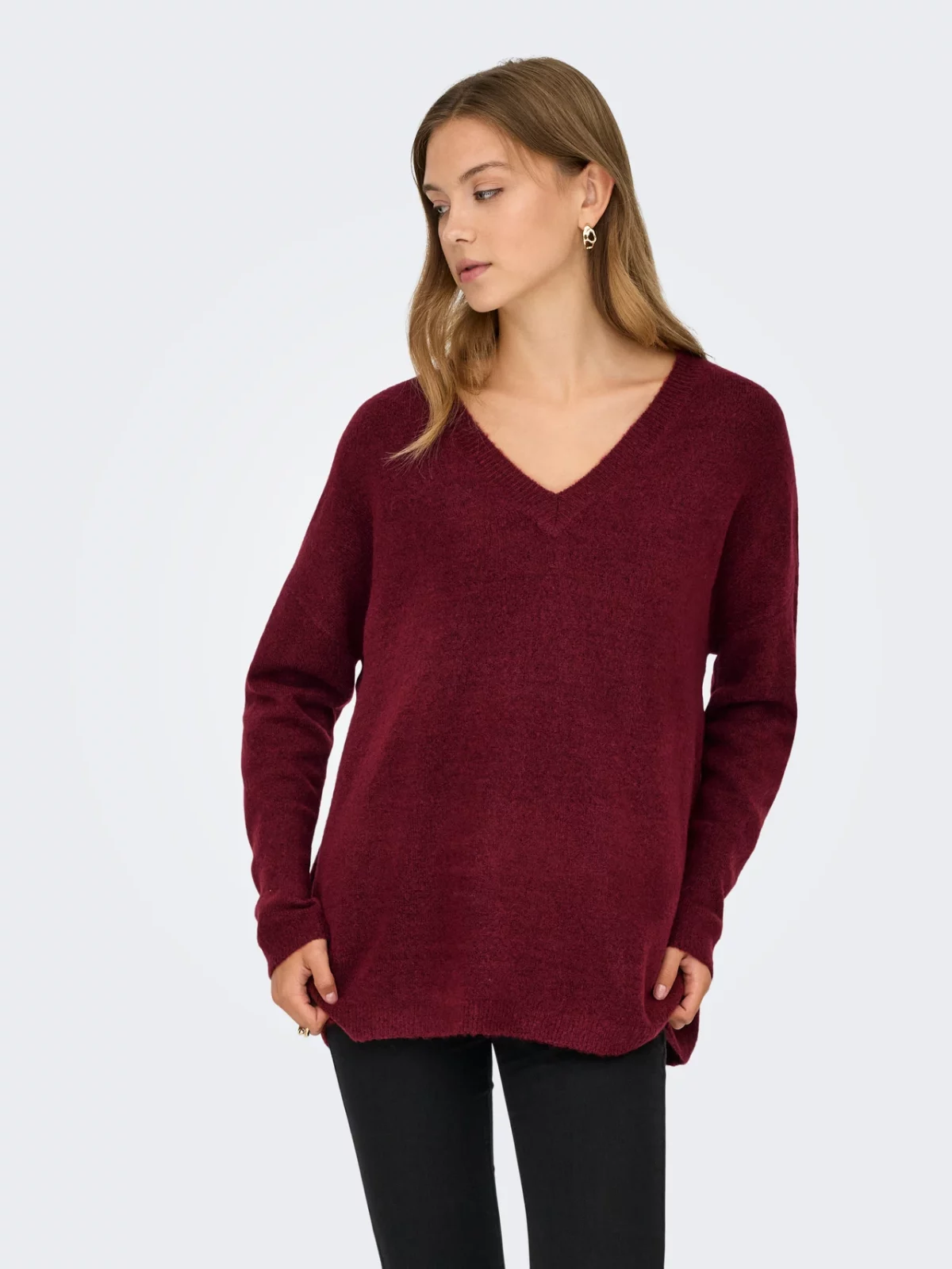 ONLTALIO LS LONG V-NECK Cabernet - Bild 3