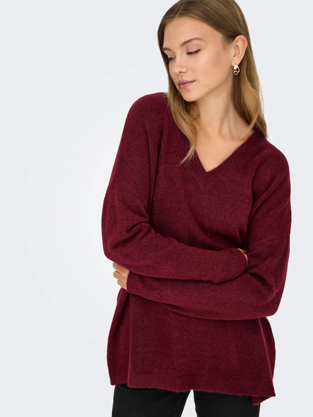 ONLTALIO LS LONG V-NECK Cabernet - Bild 5