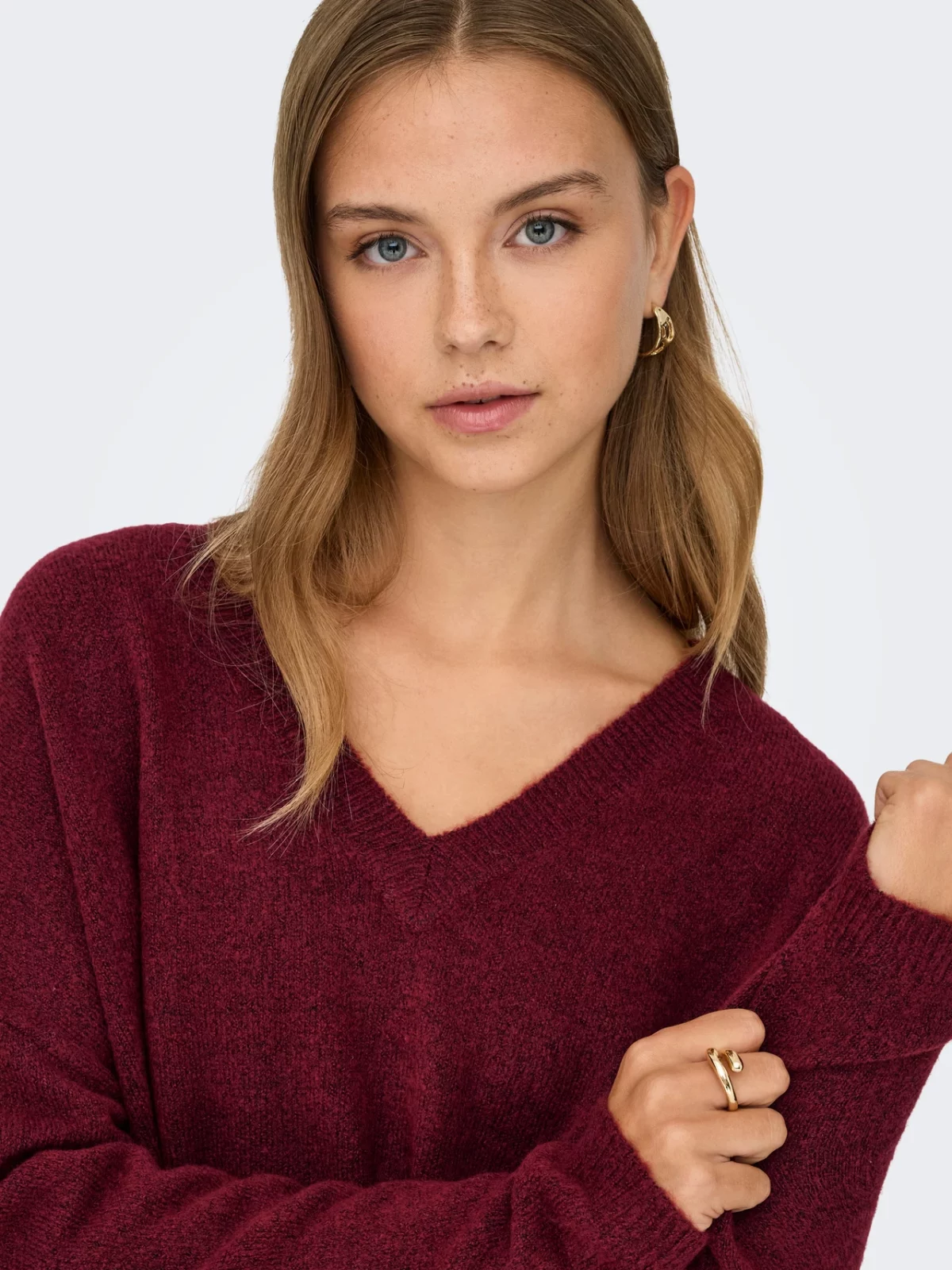 ONLTALIO LS LONG V-NECK Cabernet - Bild 6
