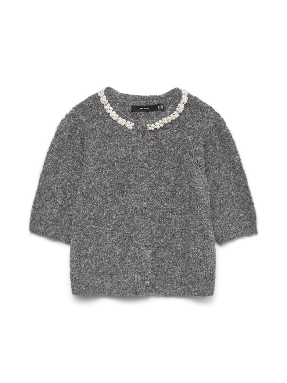 VMOCEAN 2/4 O-NECK JEWELLERY CARDIGAN Medium Grey