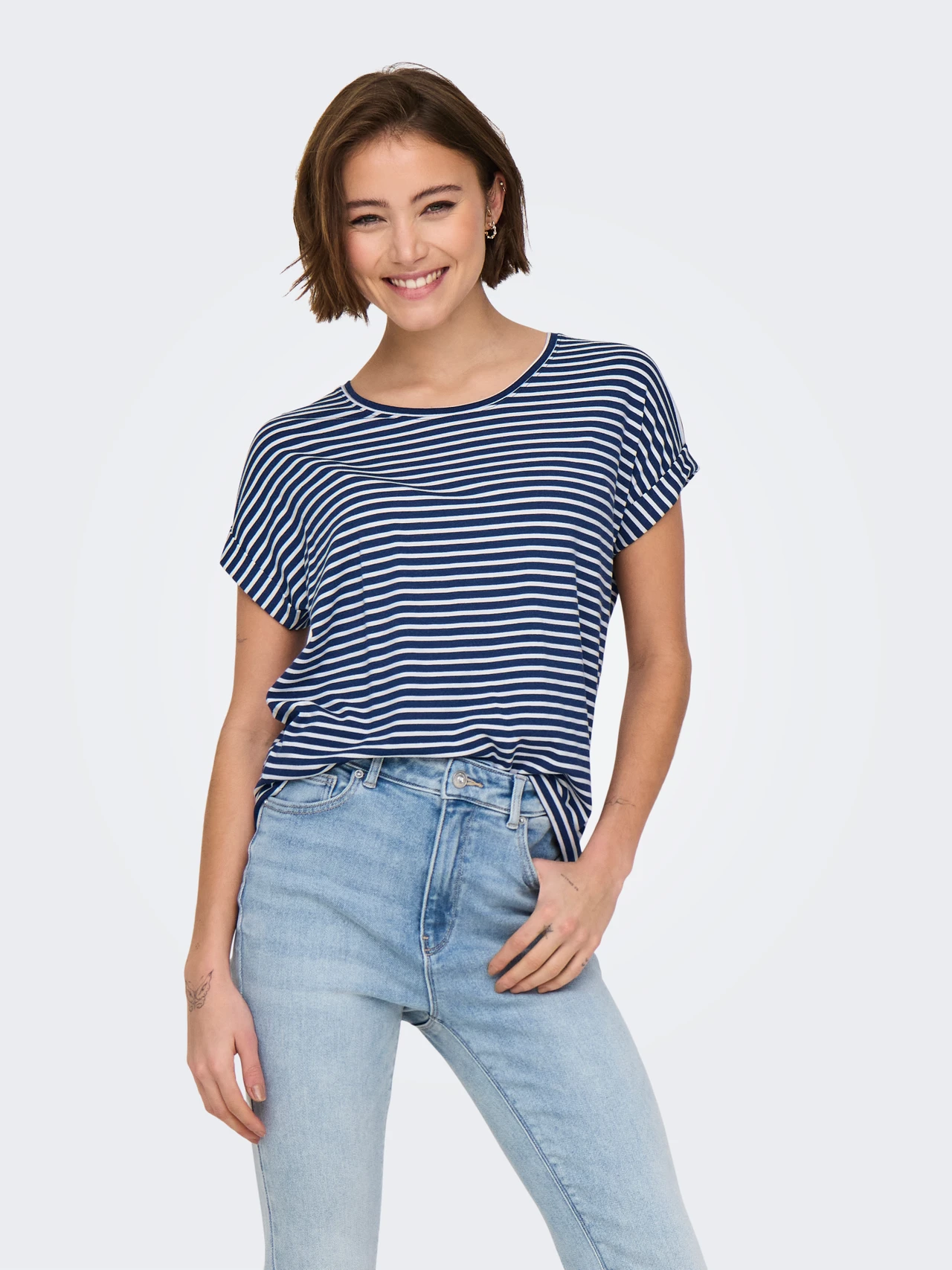 ONLMOSTER STRIPE S/S O-NECK TOP Naval Academy - Bild 3