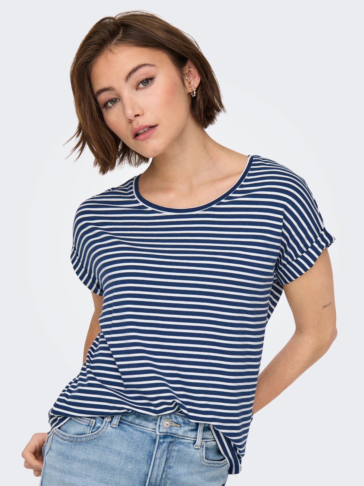 ONLMOSTER STRIPE S/S O-NECK TOP Naval Academy - Bild 4