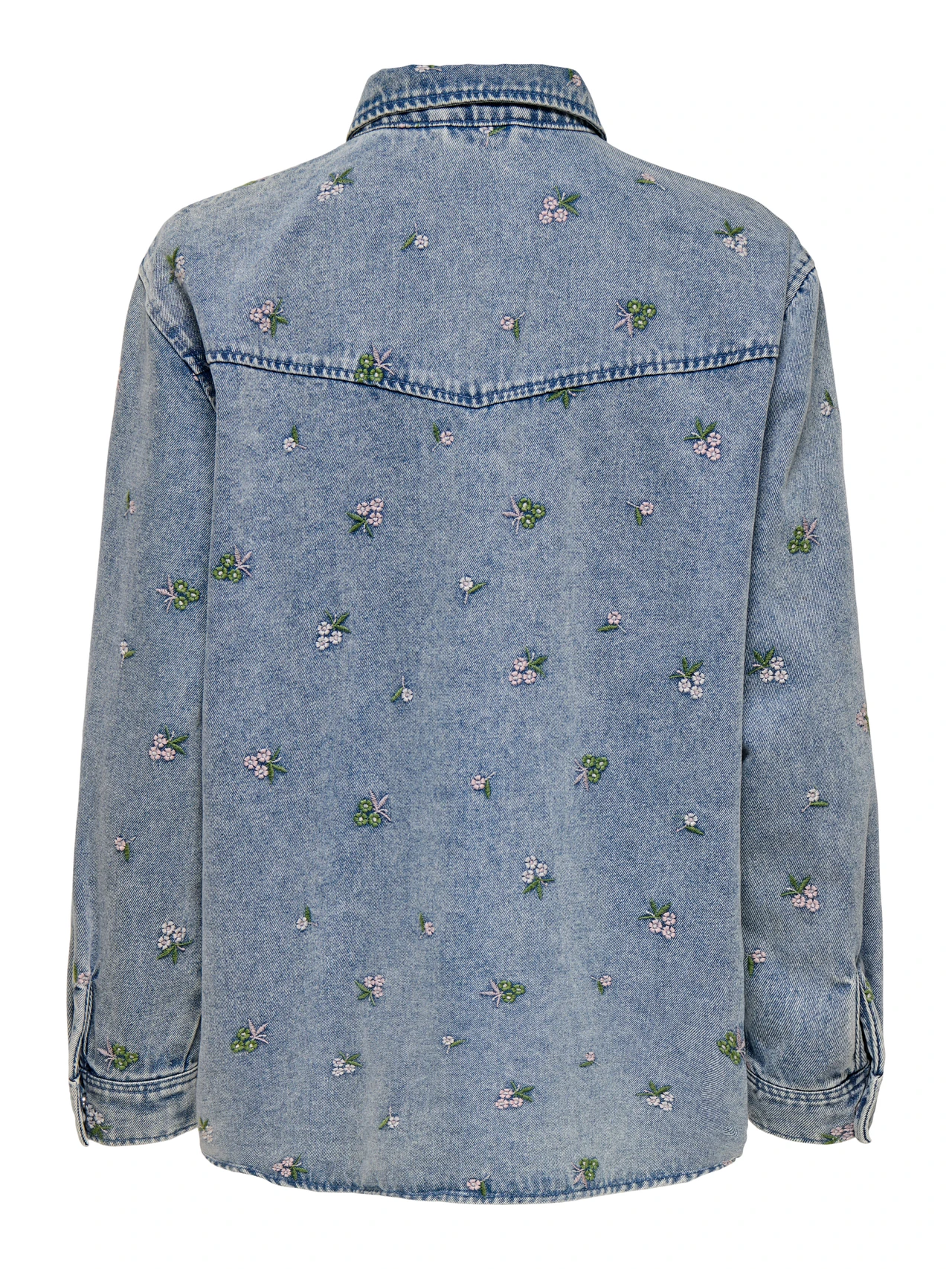 ONLVERA L/S FLOWER EMB SHIRT Light Blue Denim - Bild 2