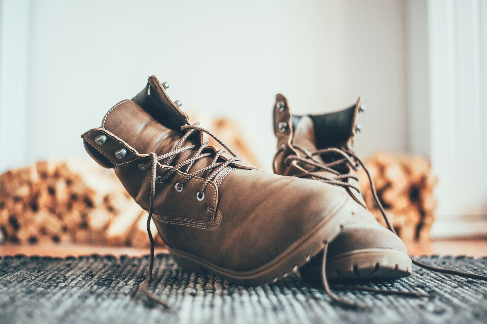 brown leather lace up boots
