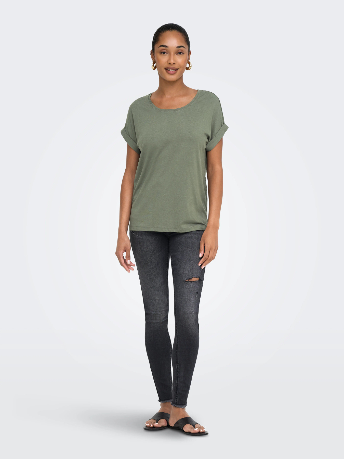 ONLMOSTER S/S O-NECK TOP Smokey Olive - Bild 4