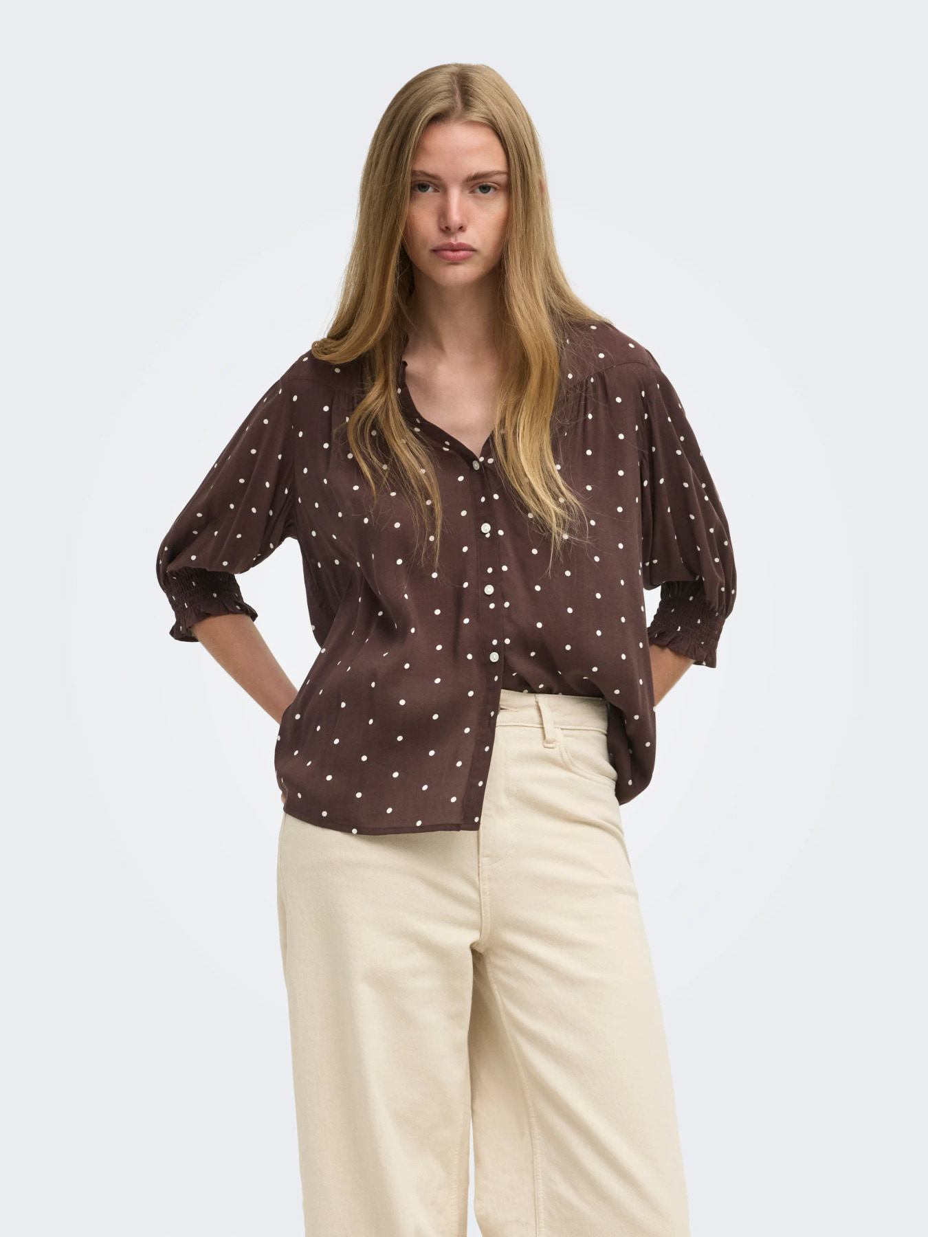 ONLRAYA 3/4 SHIRT Deep Mahogany Dots - Bild 3
