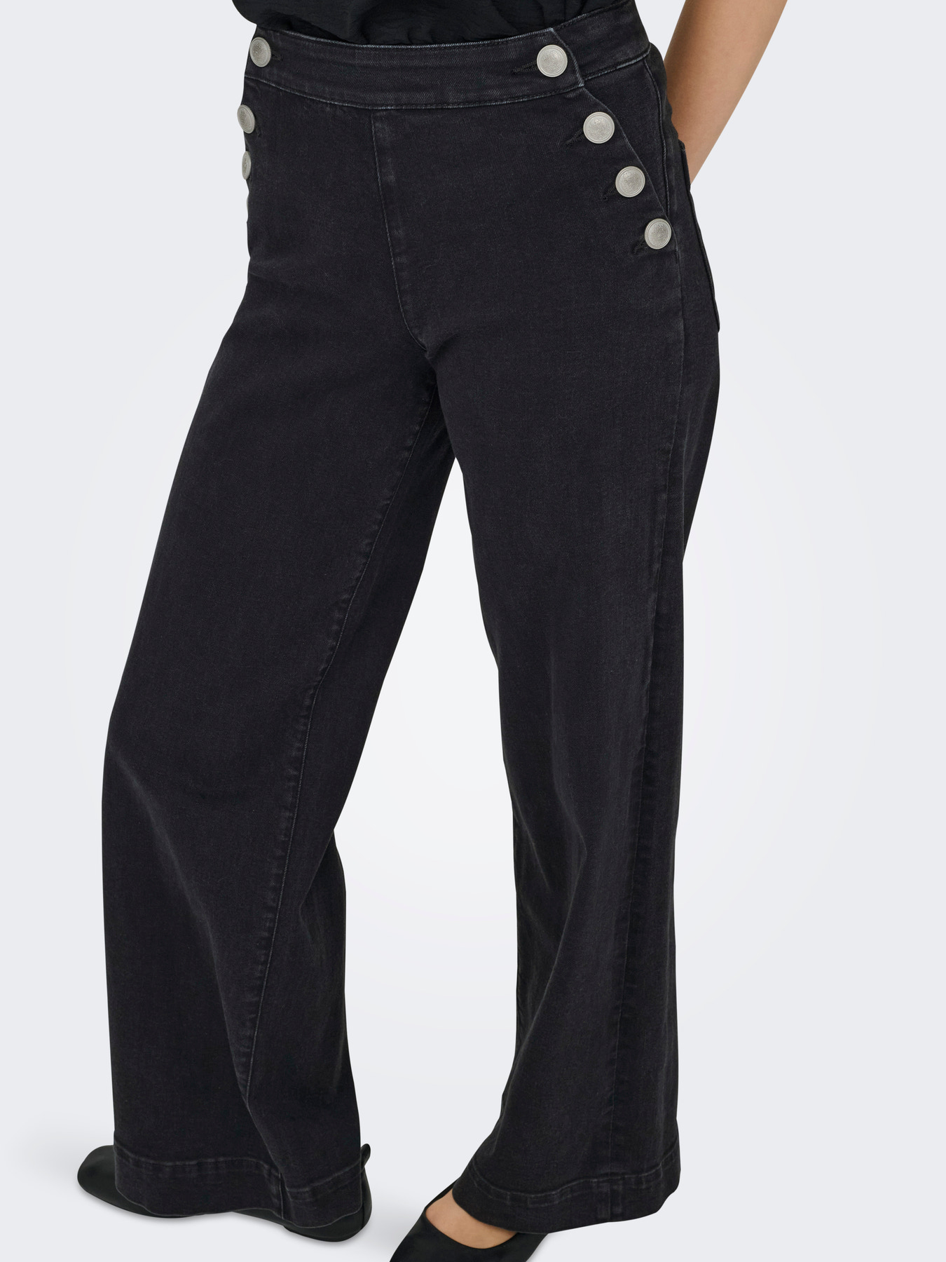 ONLMADISON HW BUTTON WIDE DENIM Black Denim - Bild 3
