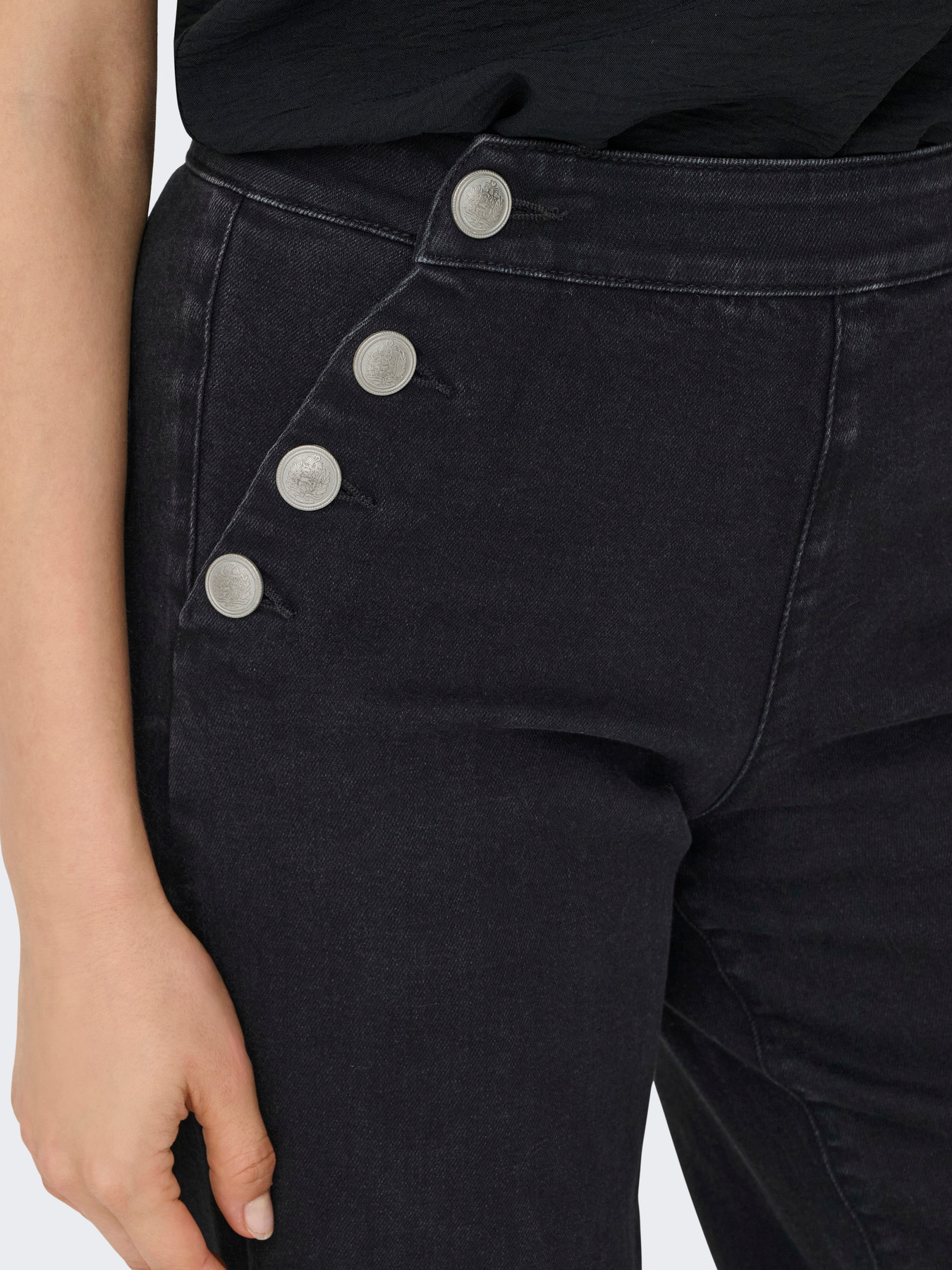 ONLMADISON HW BUTTON WIDE DENIM Black Denim - Bild 7