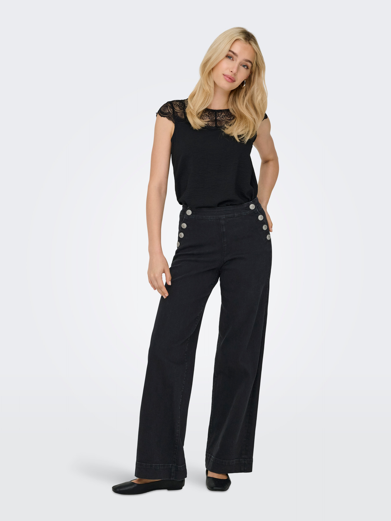 ONLMADISON HW BUTTON WIDE DENIM Black Denim - Bild 5
