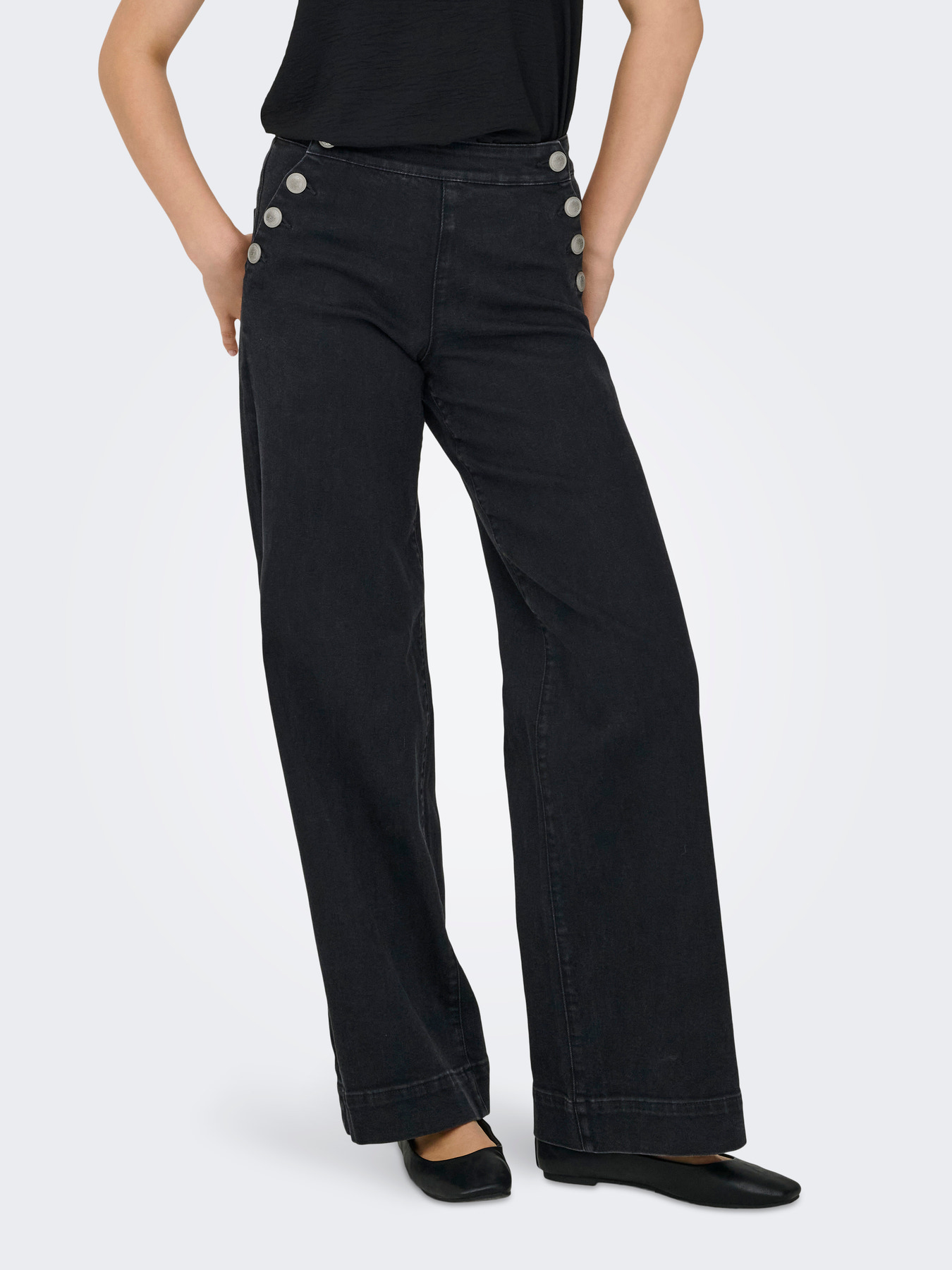 ONLMADISON HW BUTTON WIDE DENIM Black Denim - Bild 4
